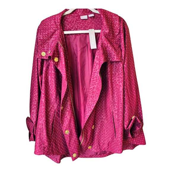 NWT Chico's Zenergy Cherry Red Jacket Size 4 20 22 Polka Dot Animal Print Anarok - Picture 5 of 12